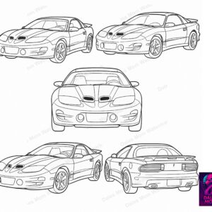 Pontiac Trans Am Vector Clipart — SVG, PnG, PDF Digital Download — Classic Muscle Car Line Art for Cricut, Laser Cutting, Stickers / Crafts