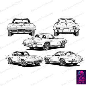 1963 Corvette Split Window svg pdf dxf png — Classic Sting Ray Sports Car Vector Digital Download for Cricut Laser Garage Wall Art DIY