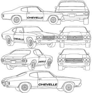Chevrolet Chevelle Vector Clipart — SVG, PDF, PnG Digital Download — Classic Muscle Car Line Art for Cricut, Laser Cutting, Stickers / Craft