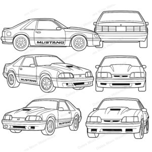 Ford Mustang Foxbody Vector Clipart — SVG, PDF and PnG Digital Download — Classic Muscle Car Line Art for Cricut, Laser Cutting, Stickers