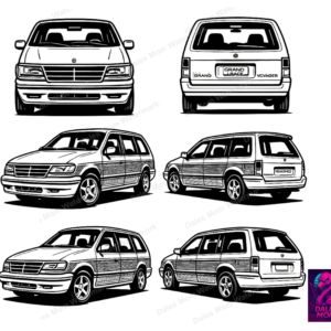 1994 Plymouth Grand Voyager Vector Clipart — SVG, PnG, PDF Digital Download — Minivan Line Art for Cricut, Laser Cutting, Stickers / Crafts