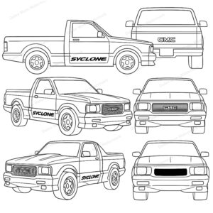 GMC Syclone Truck Vector Clipart — SVG, PDF and PnG Digital Download — Classic Pickup Line Art for Cricut, Laser Cutting, Stickers / Crafts