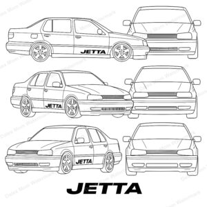 Volkswagen Jetta Mk iii Vector Clipart — SVG, PDF and PnG Digital Download — Euro Car Line Art for Cricut, Laser Cutting, Stickers