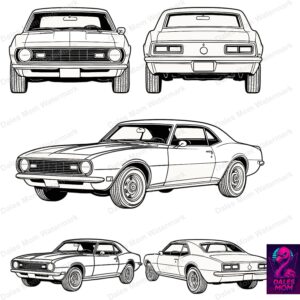 1968 Chevy Camaro SvG, PnG, PdF, an Dxf — Classic Stock Muscle Car Vector Digital Download for Cricut, Laser Cutting, Garage Wall Art & DIY