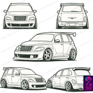 PT Cruiser Drift Car SvG, PnG & PdF — Custom Tuner Car Vector Digital Download for Cricut, Laser Cutting, Garage Wall Art And DIY Crafts