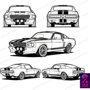 1967 Eleanor Shelby GT500 Mustang SvG, PnG and PdF — Classic Muscle Car Vector Digital Download for Cricut, Laser Cutting & DIY Crafts