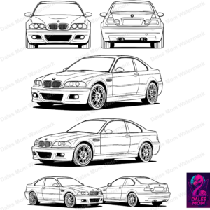 2003 BMW M3 E46 SvG, PnG And PdF — Classic Sports Car Vector Digital Download for Cricut, Laser Cutting, Garage Art & DIY Crafts