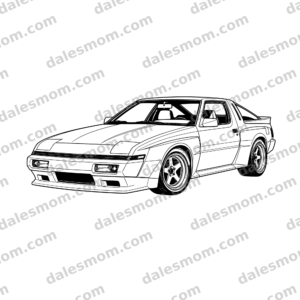 1988 Mitsubishi Starion ESI-R widebody turbo hatchback coupe vector artwork in low front driver-side view