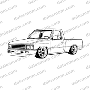 1986 Toyota Pickup regular-cab short-bed slammed mini-truck vector with deep-dish wheels and low-profile tires