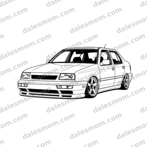 Volkswagen Jetta Mk iii Vector Clipart — SVG, PDF and PnG Digital Download — Euro Car Line Art for Cricut, Laser Cutting, Stickers black and white vector artwork with dalesmom.com preview watermark