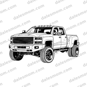 Ram 3500 Dually SvG, PNG and PDF — Heavy Duty Truck Vector Digital Download for Cricut, Laser Cutting & DIY Crafts black and white vector artwork with dalesmom.com preview watermark